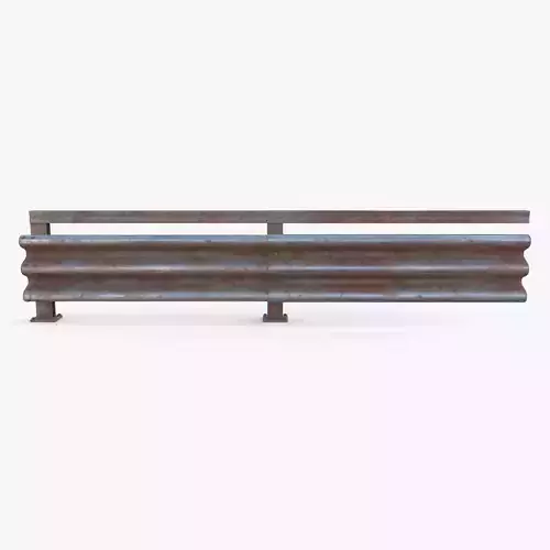 Tileable single sided traffic barrier guardrail V1 weathered Low-poly 3D model