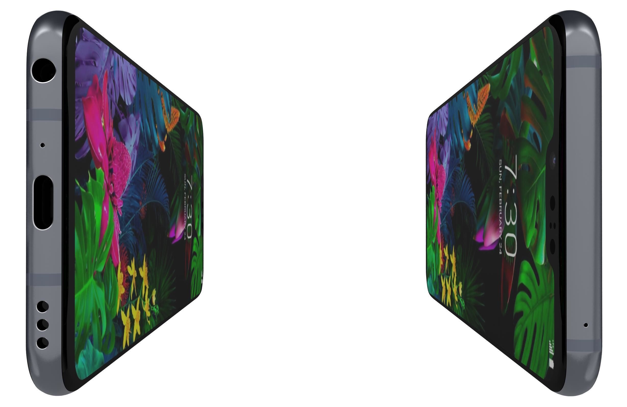 LG G8 ThinQ Gray Low-poly 3D model_8