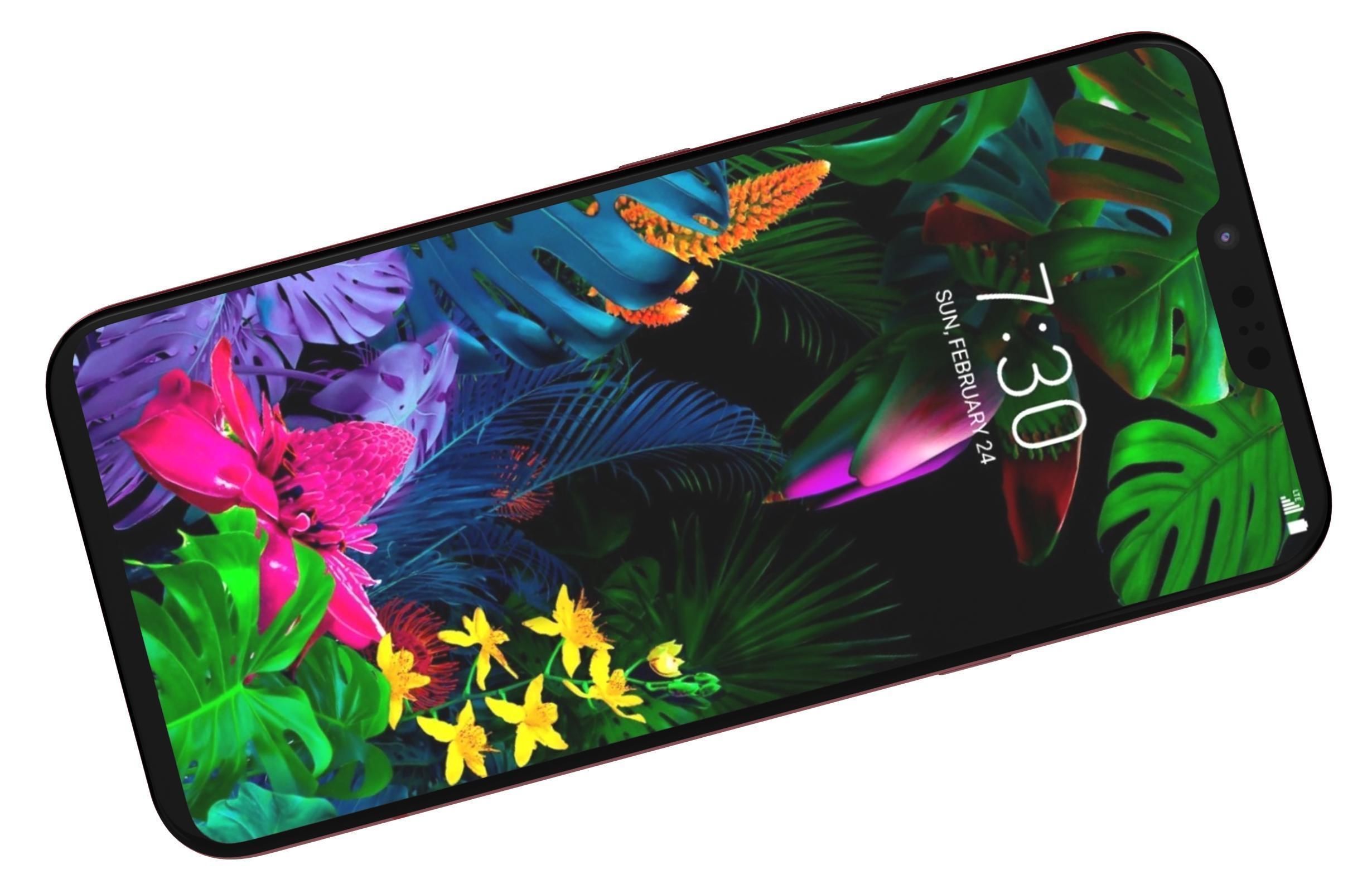 LG G8 ThinQ Red Low-poly 3D model_10