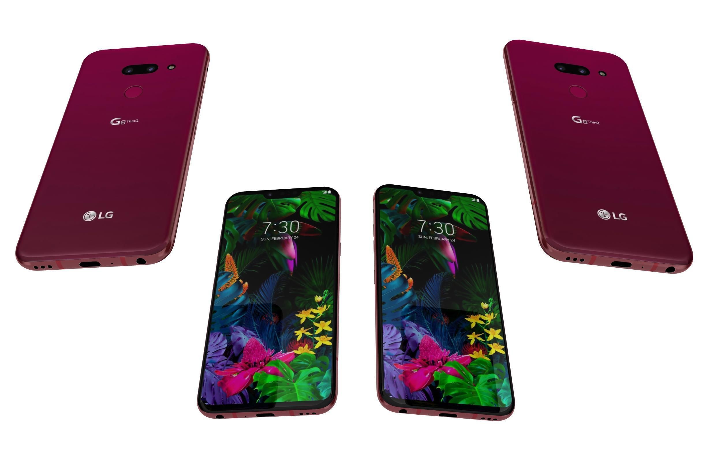 LG G8 ThinQ Red Low-poly 3D model_5