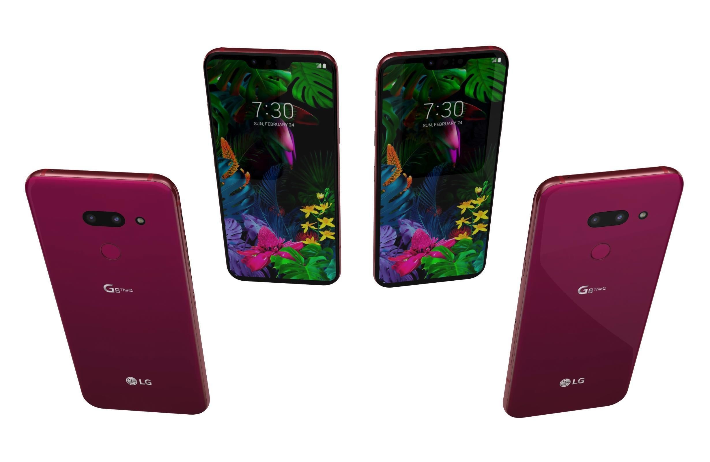 LG G8 ThinQ Red Low-poly 3D model_4