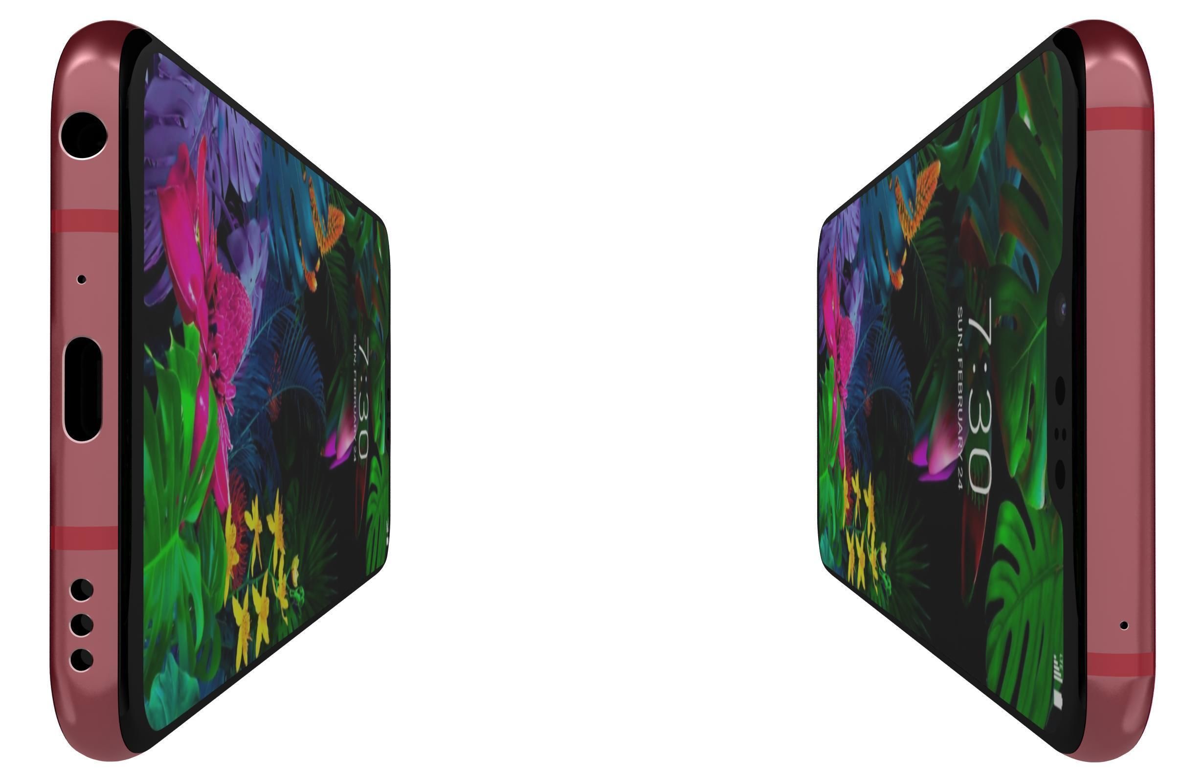 LG G8 ThinQ Red Low-poly 3D model_8