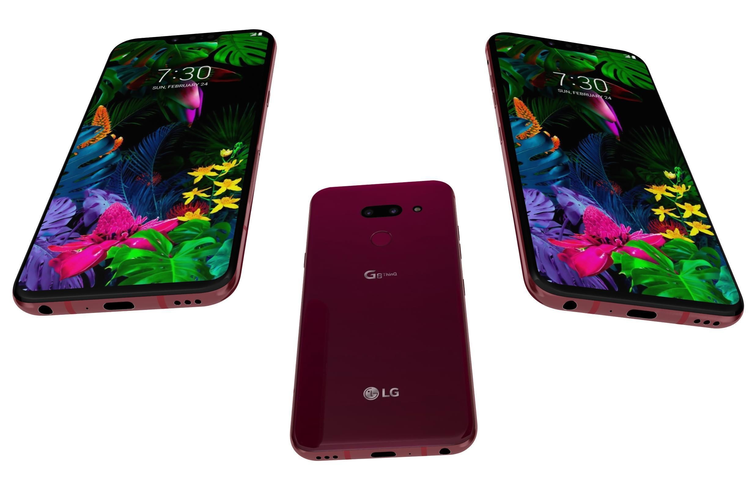 LG G8 ThinQ Red Low-poly 3D model_2