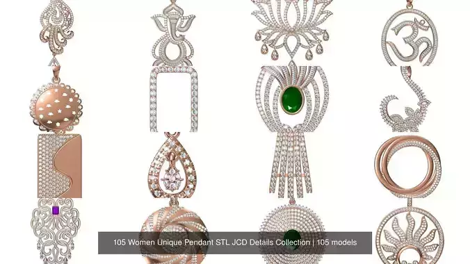 105 Women Unique Pendant STL JCD Details Collection 