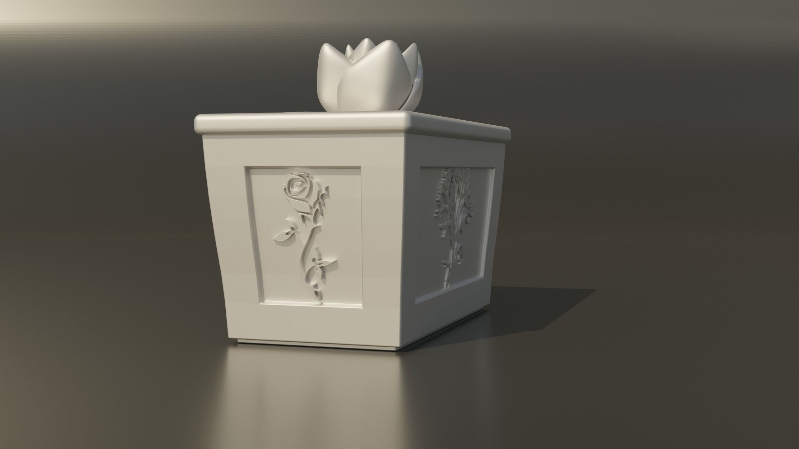 Rose Container with Lid 3D print model_2