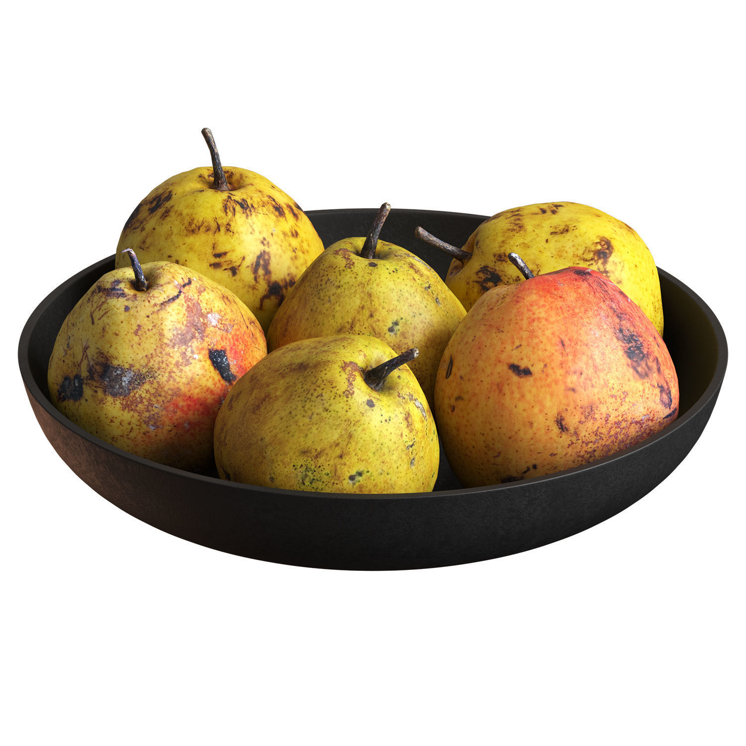 Pear in fruit bowl Low-poly 3D model_2