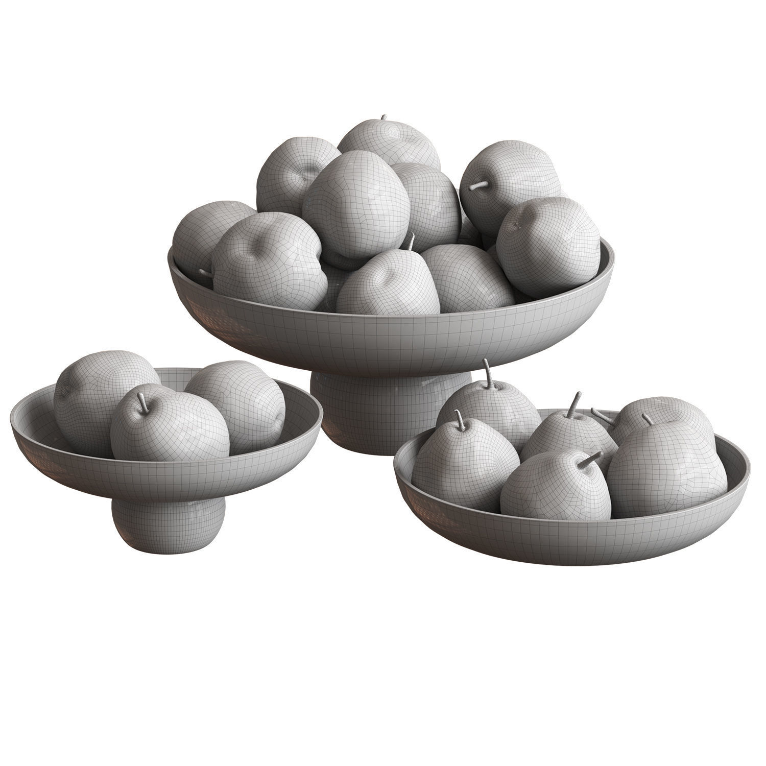 Pear in fruit bowl Low-poly 3D model_4