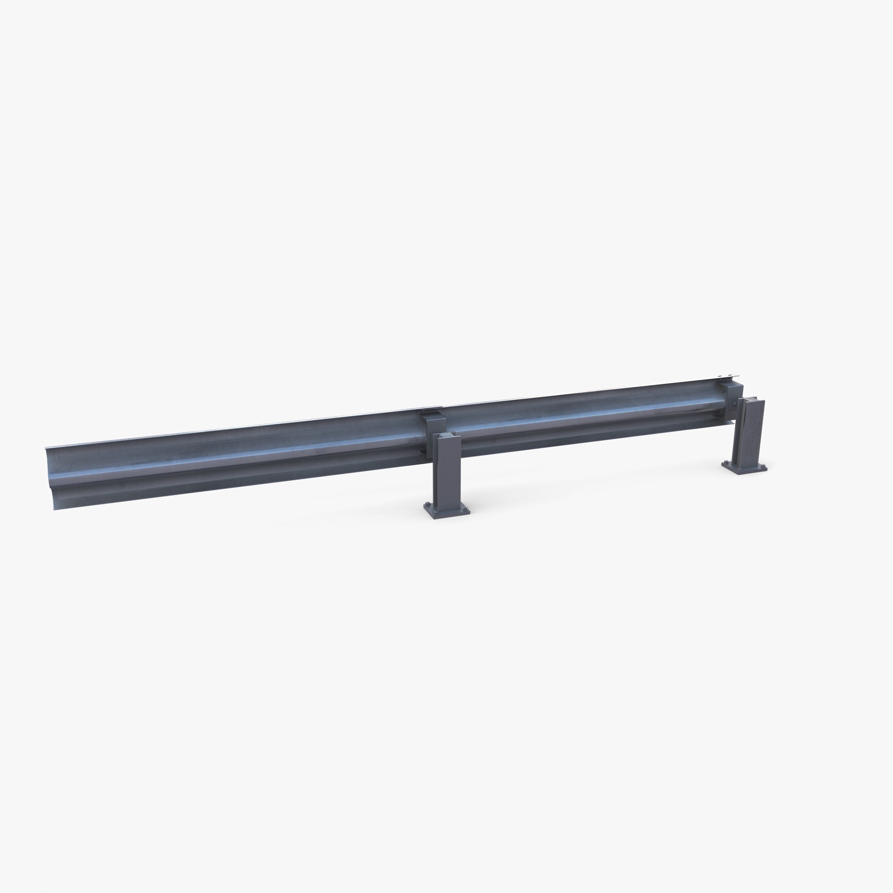 Tileable single sided traffic barrier guardrail V2 Low-poly 3D model_14