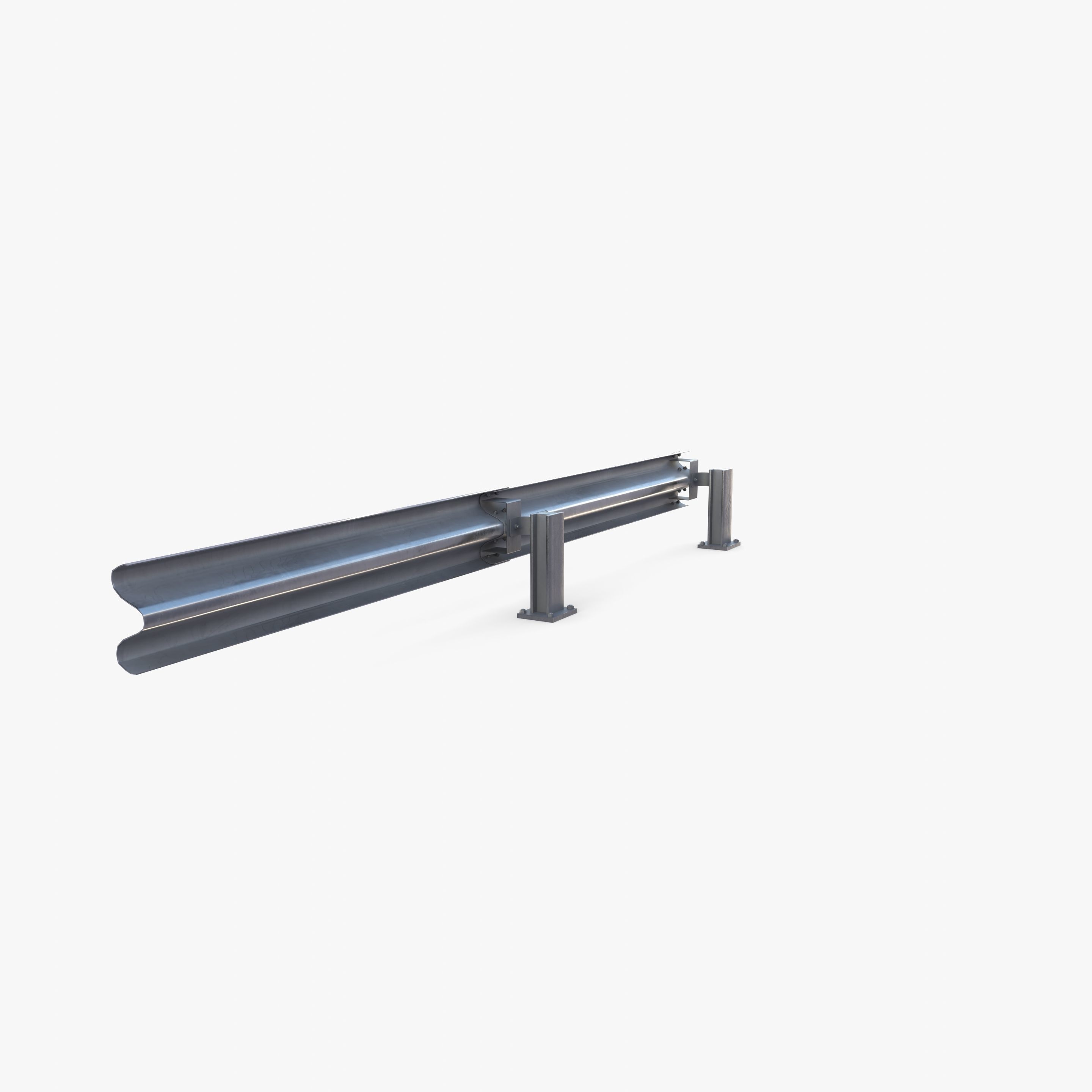 Tileable single sided traffic barrier guardrail V2 Low-poly 3D model_4