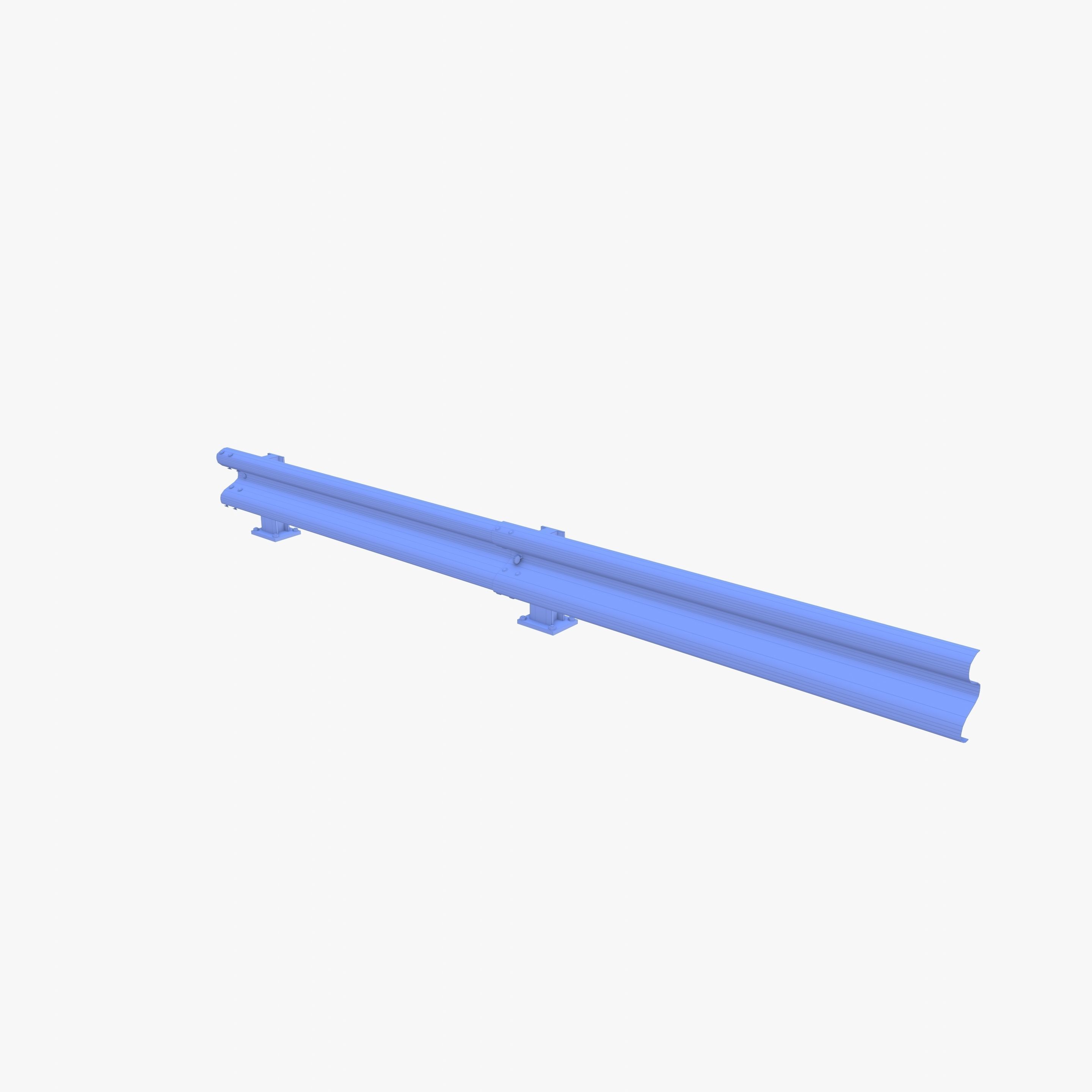 Tileable single sided traffic barrier guardrail V2 Low-poly 3D model_23