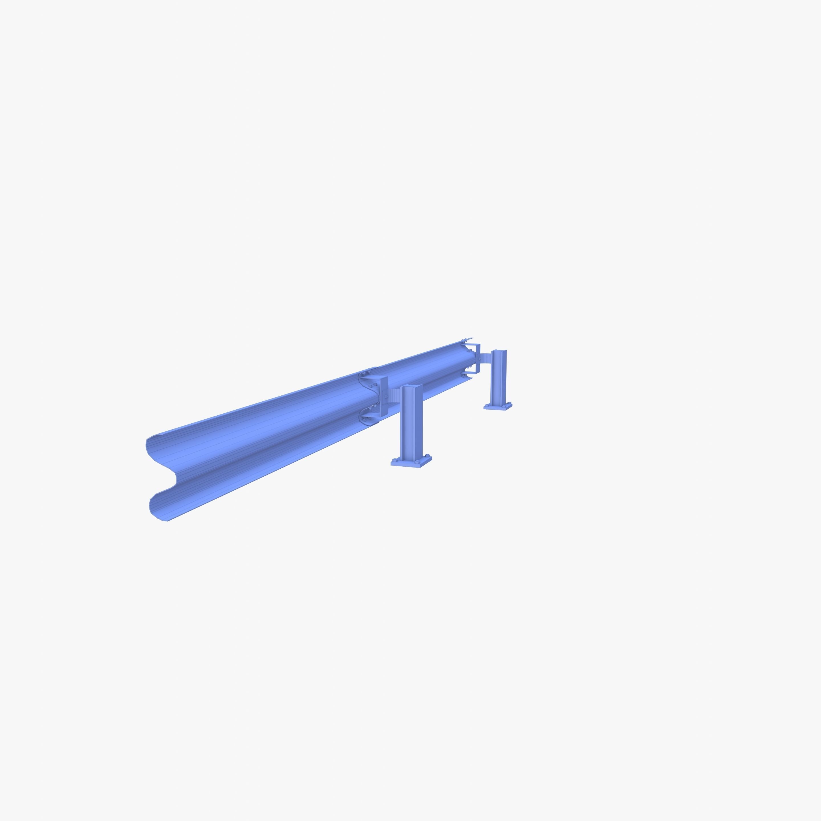 Tileable single sided traffic barrier guardrail V2 Low-poly 3D model_18