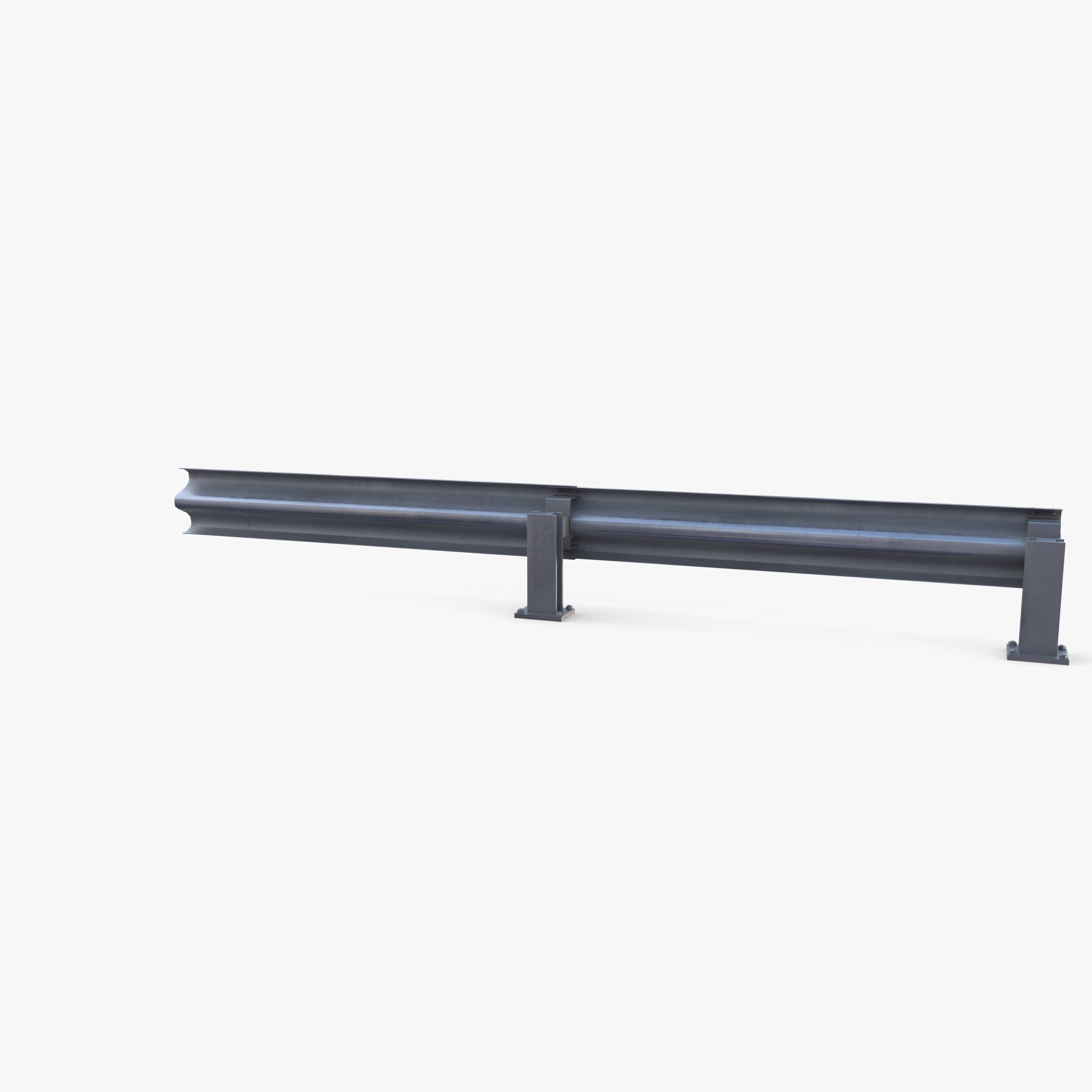 Tileable single sided traffic barrier guardrail V2 Low-poly 3D model_6