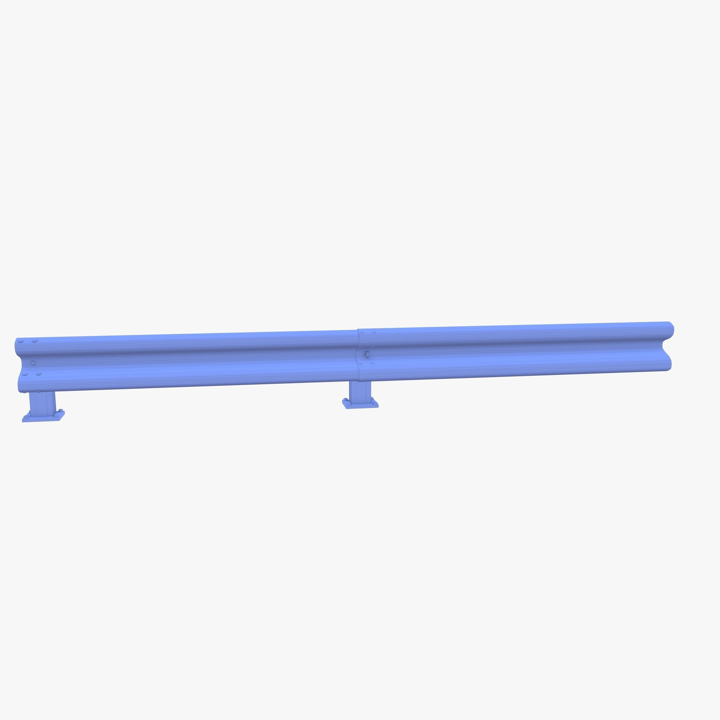 Tileable single sided traffic barrier guardrail V2 Low-poly 3D model_21