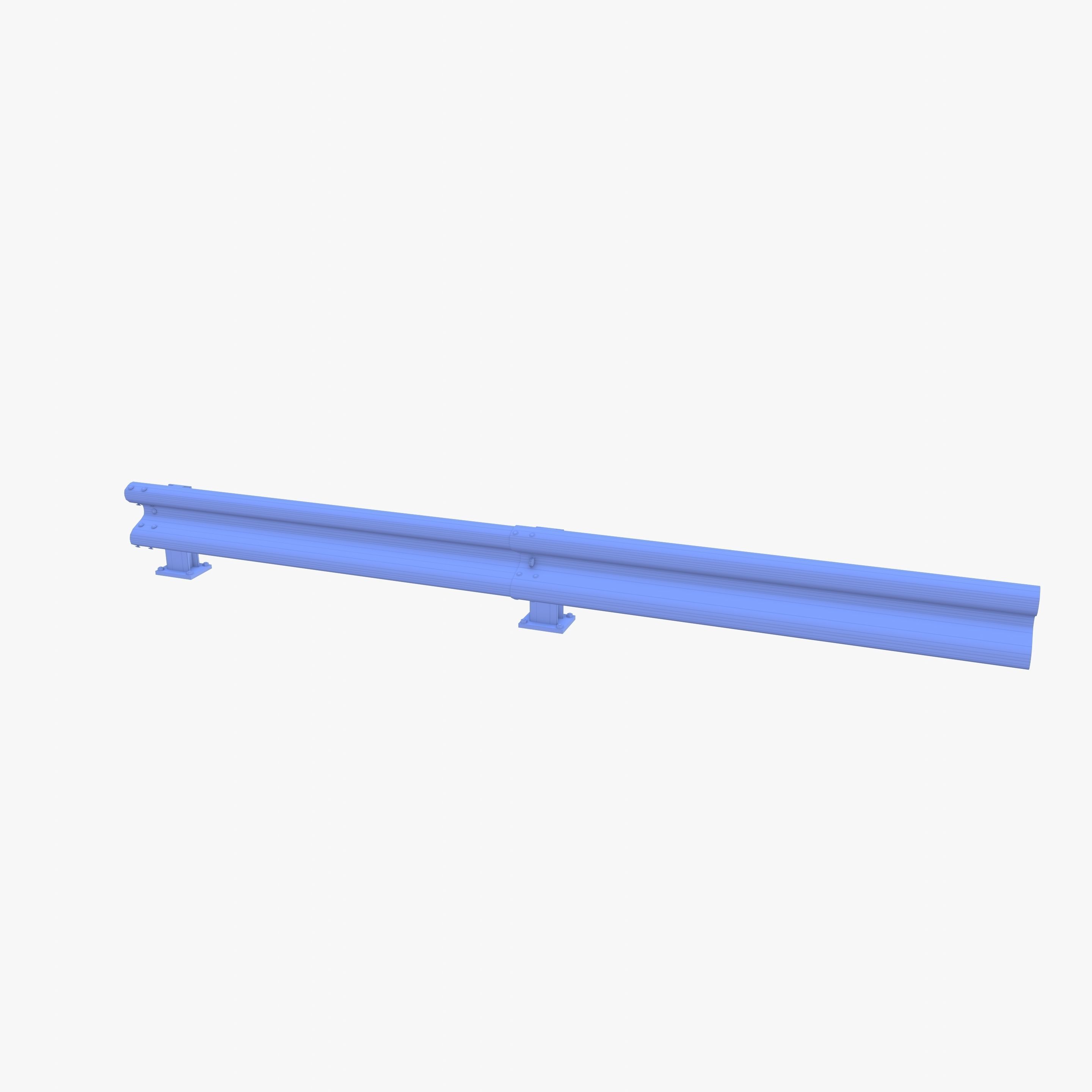 Tileable single sided traffic barrier guardrail V2 Low-poly 3D model_22
