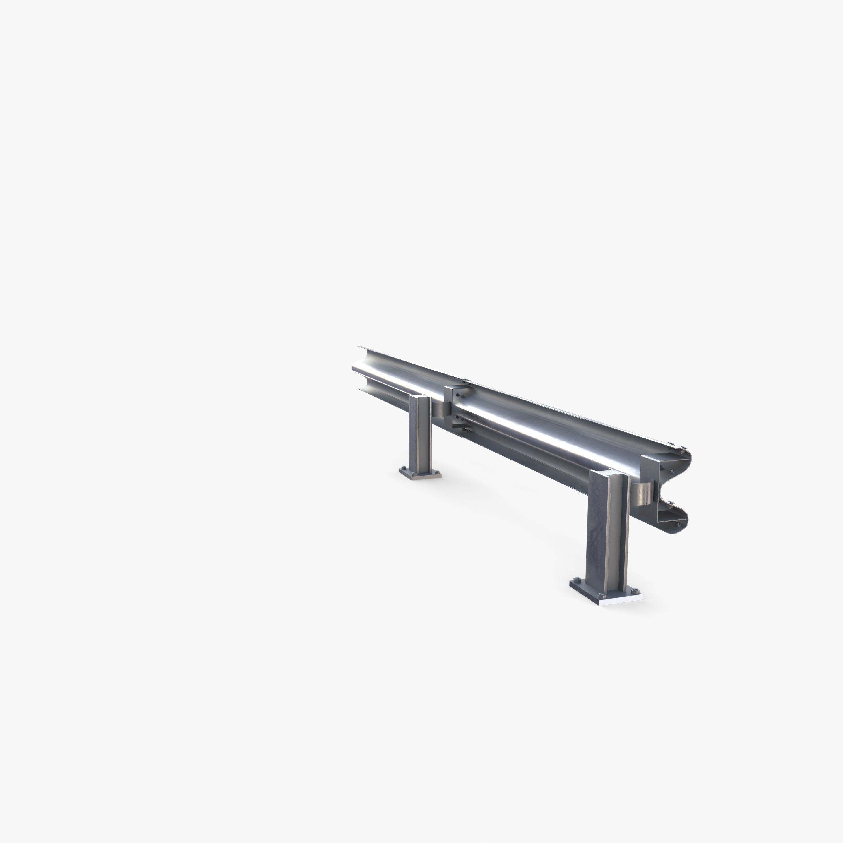 Tileable single sided traffic barrier guardrail V2 Low-poly 3D model_8