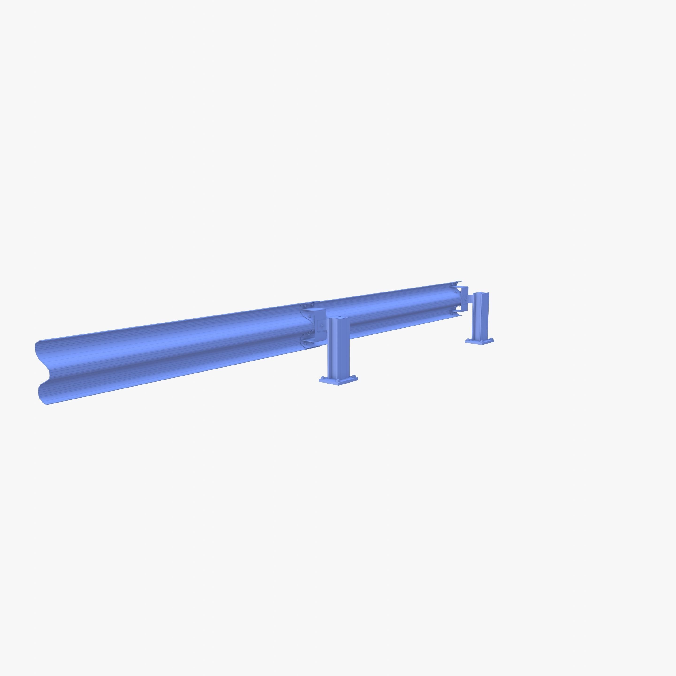 Tileable single sided traffic barrier guardrail V2 Low-poly 3D model_19
