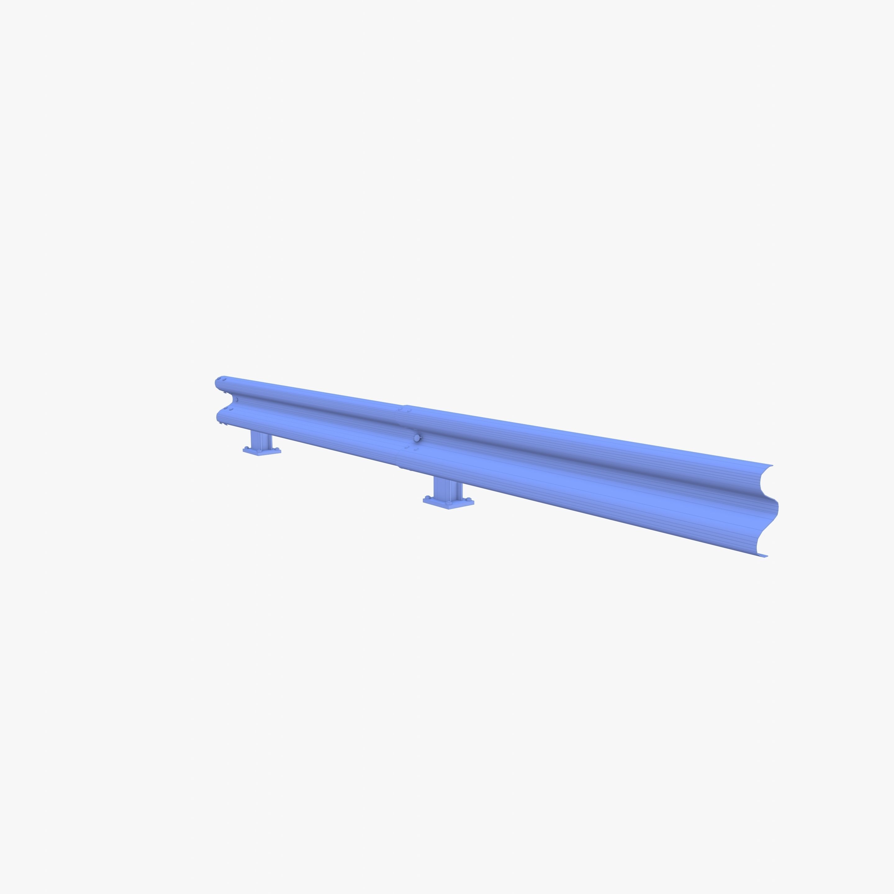 Tileable single sided traffic barrier guardrail V2 Low-poly 3D model_16