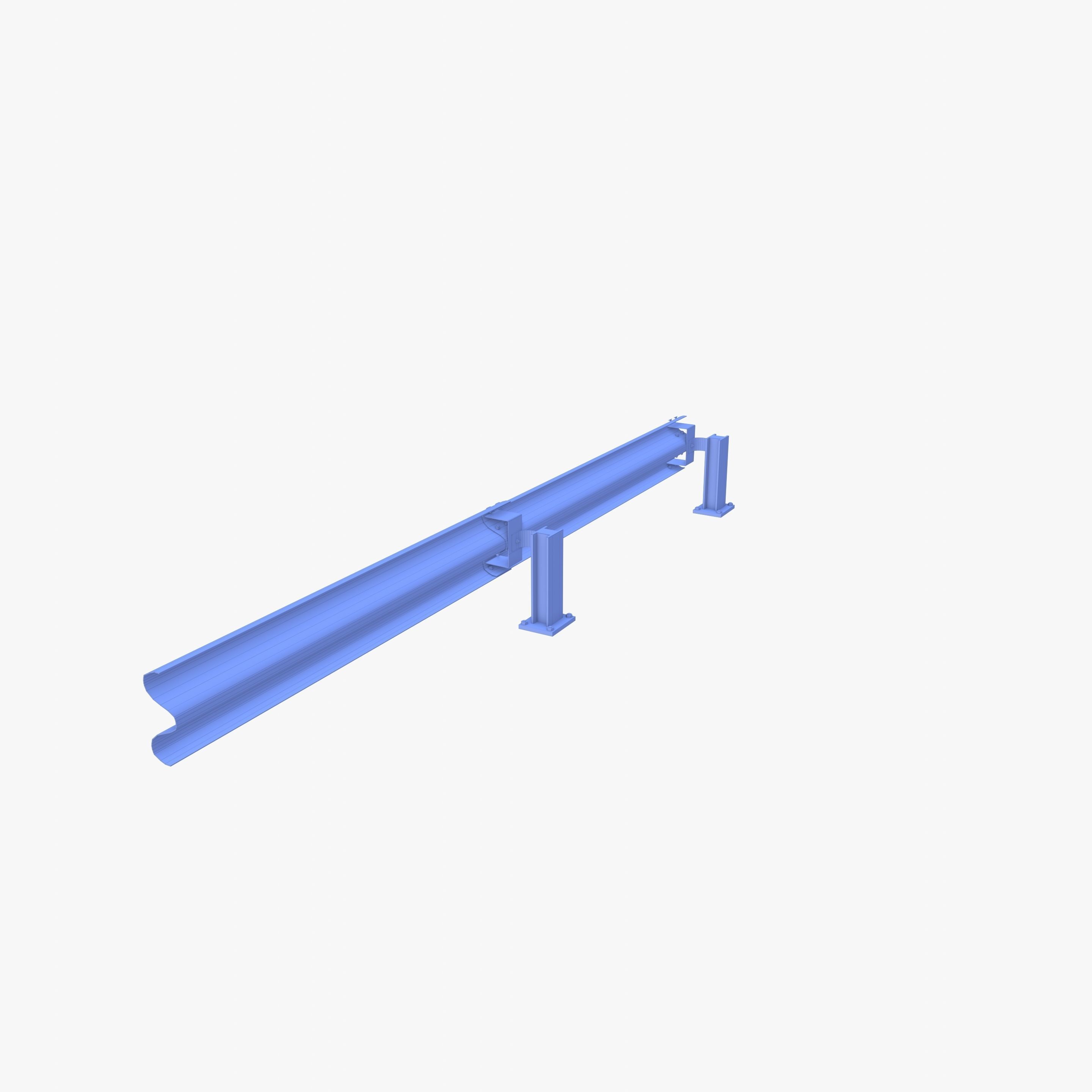 Tileable single sided traffic barrier guardrail V2 Low-poly 3D model_24