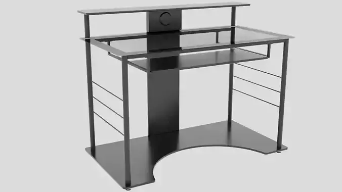 Computer Desk with Glass Top Low-poly 3D model