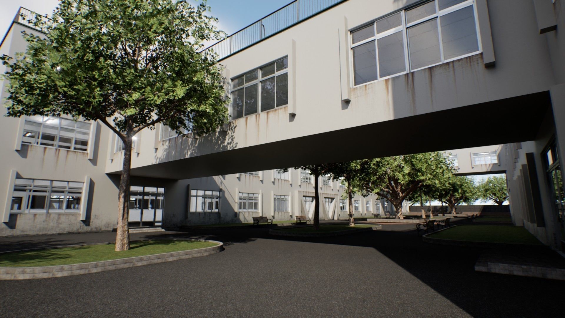 Japanese School Building - Environment Low-poly 3D model_7