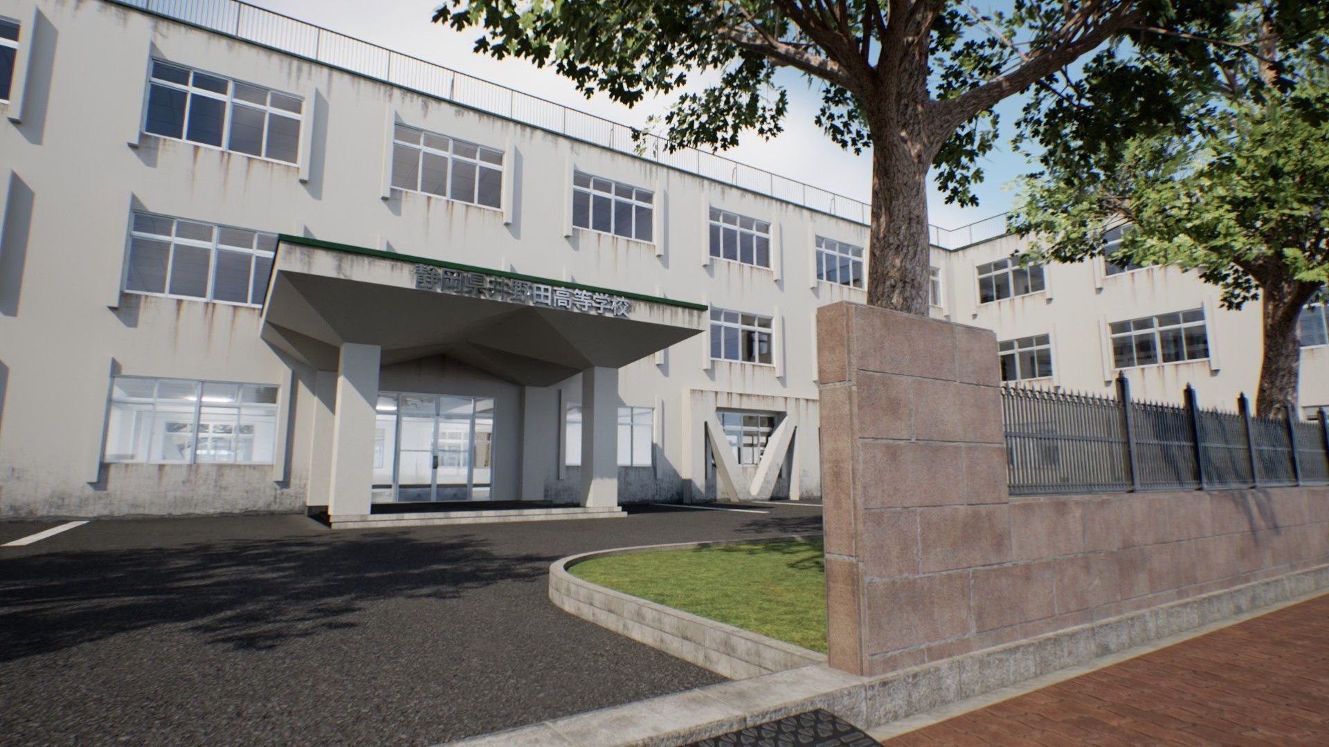 Japanese School Building - Environment Low-poly 3D model_10