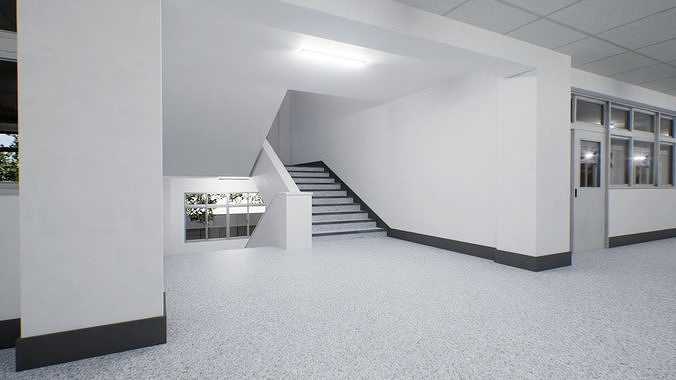 Japanese School Building - Environment Low-poly 3D model 6