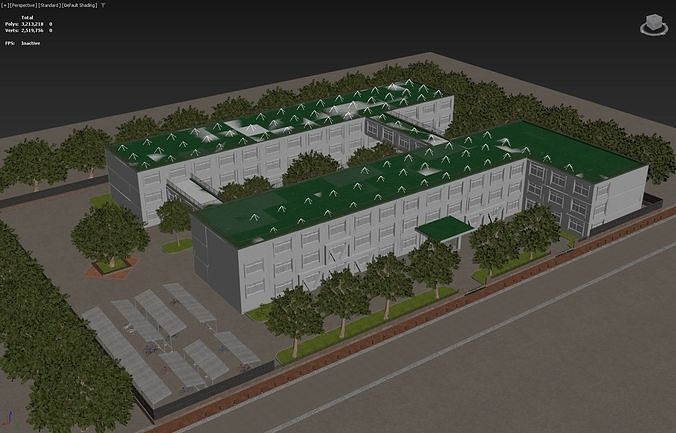 Japanese School Building - Environment Low-poly 3D model 4
