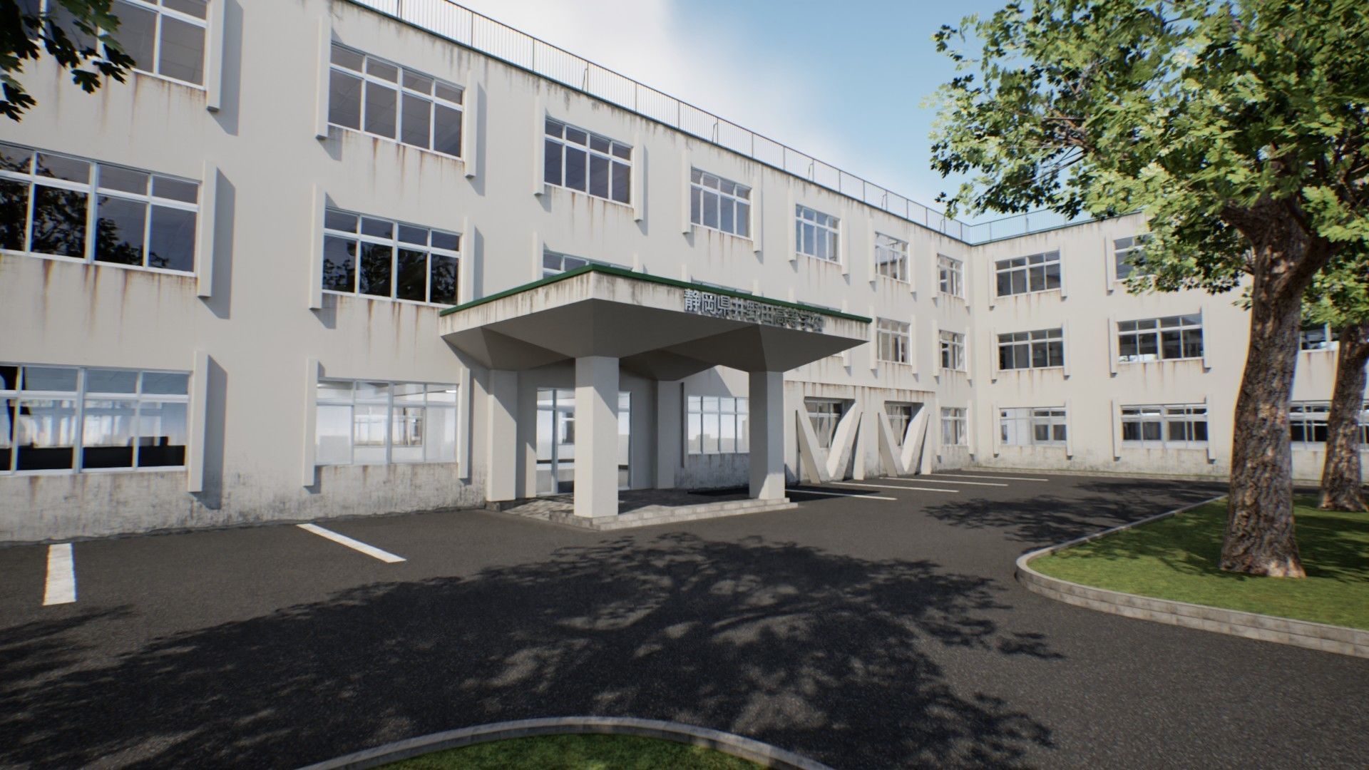 Japanese School Building - Environment Low-poly 3D model_19