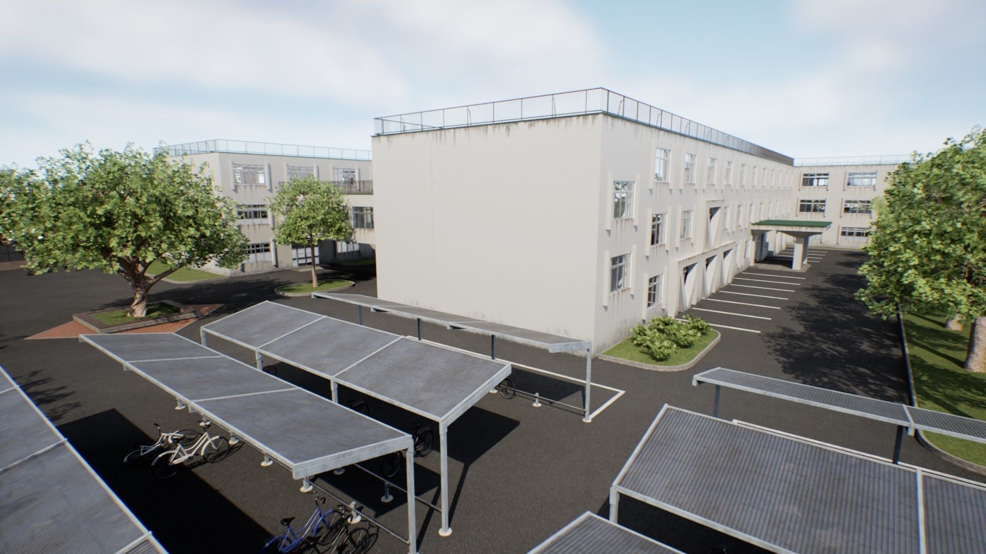 Japanese School Building - Environment Low-poly 3D model_20