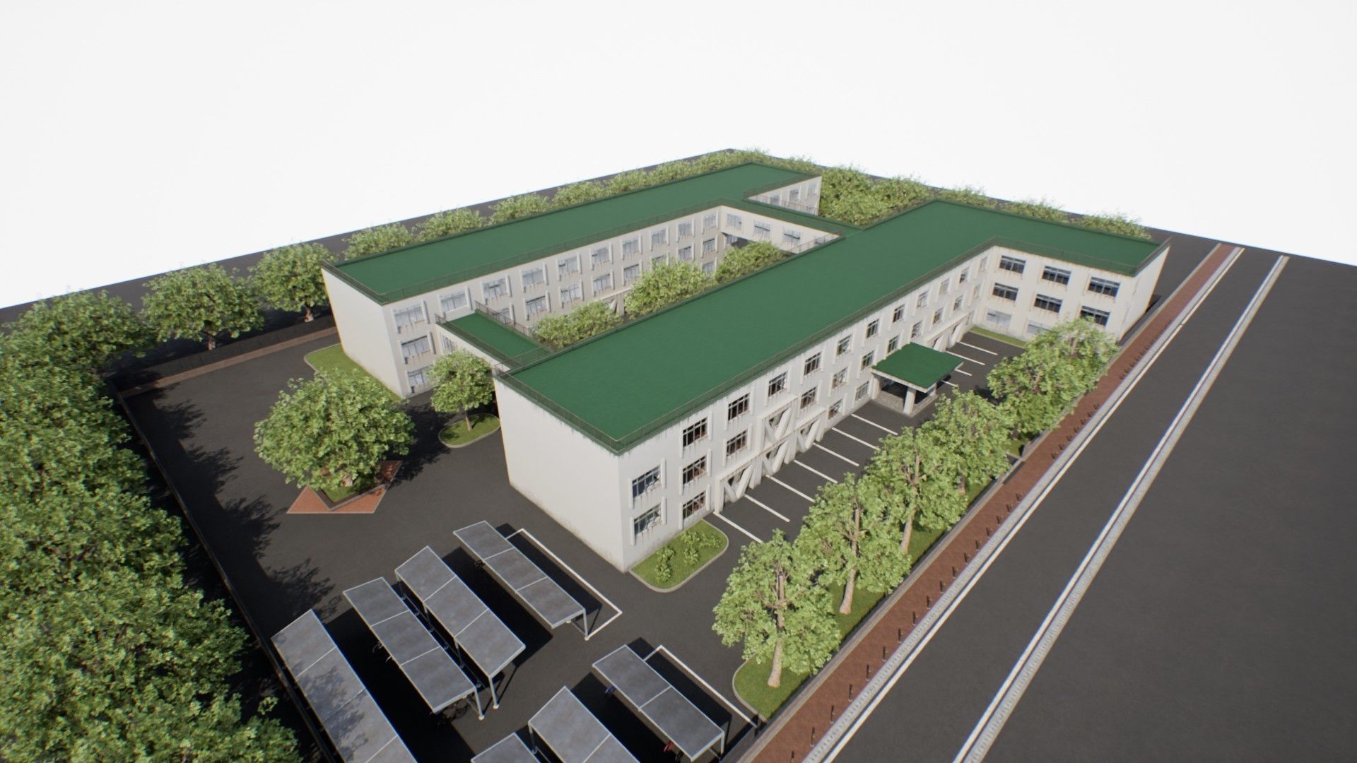 Japanese School Building - Environment Low-poly 3D model_8