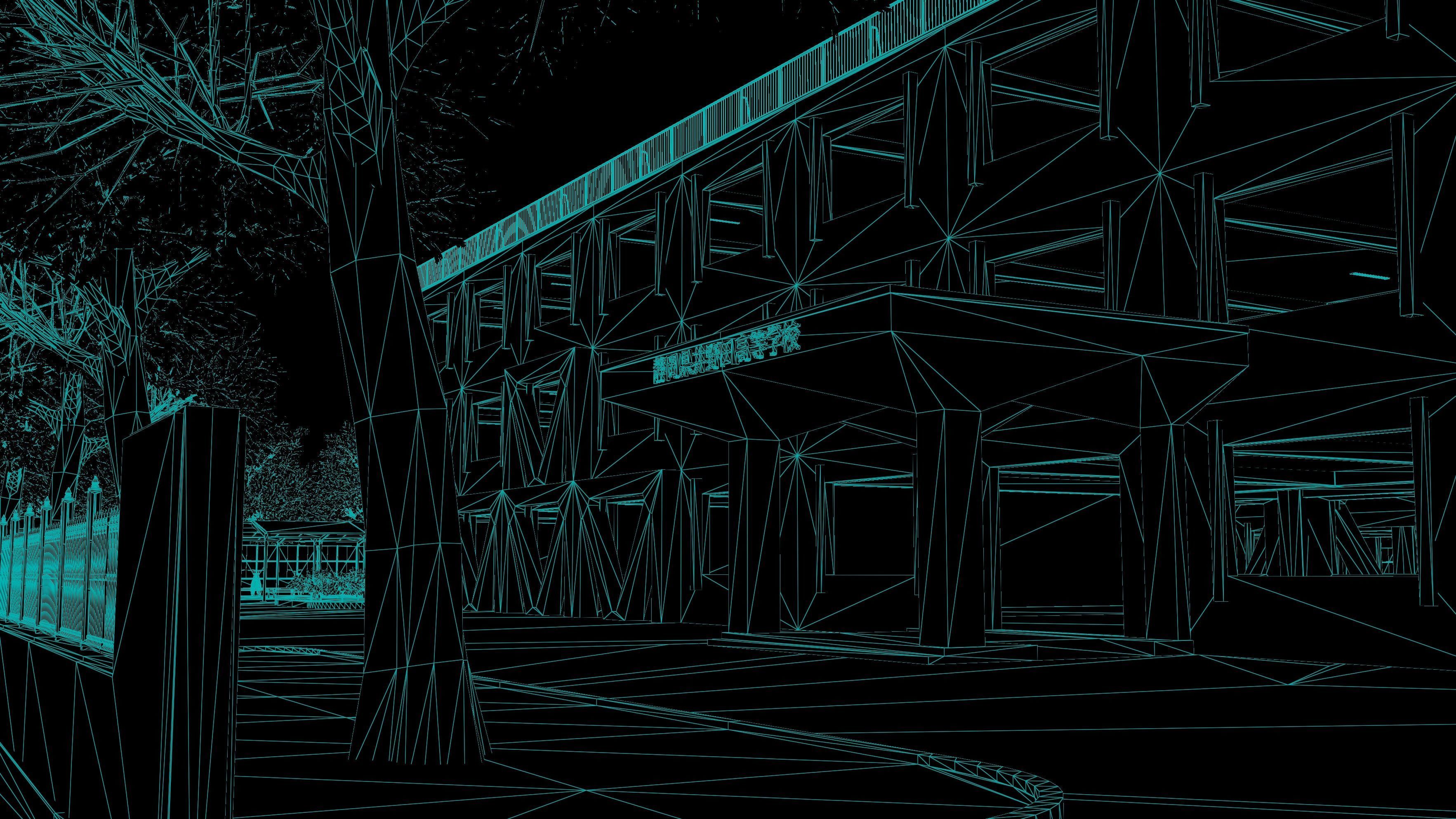 Japanese School Building - Environment Low-poly 3D model_2