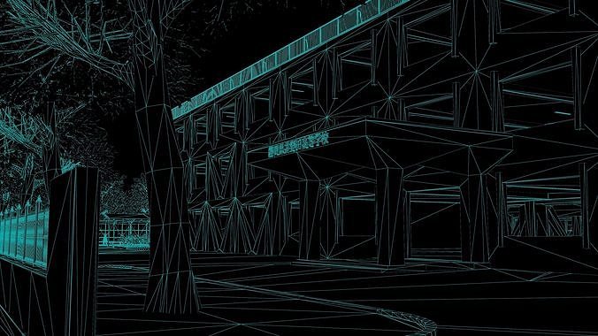 Japanese School Building - Environment Low-poly 3D model 2