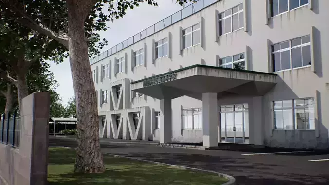 Japanese School Building - Environment Low-poly 3D model