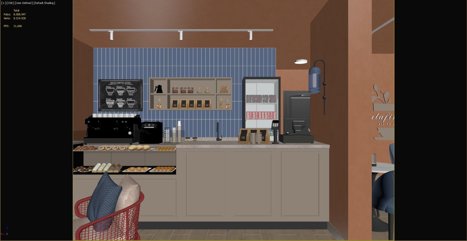 Cafe restaurant interior design 3D model_12