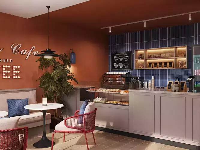 Cafe restaurant interior design 3D model