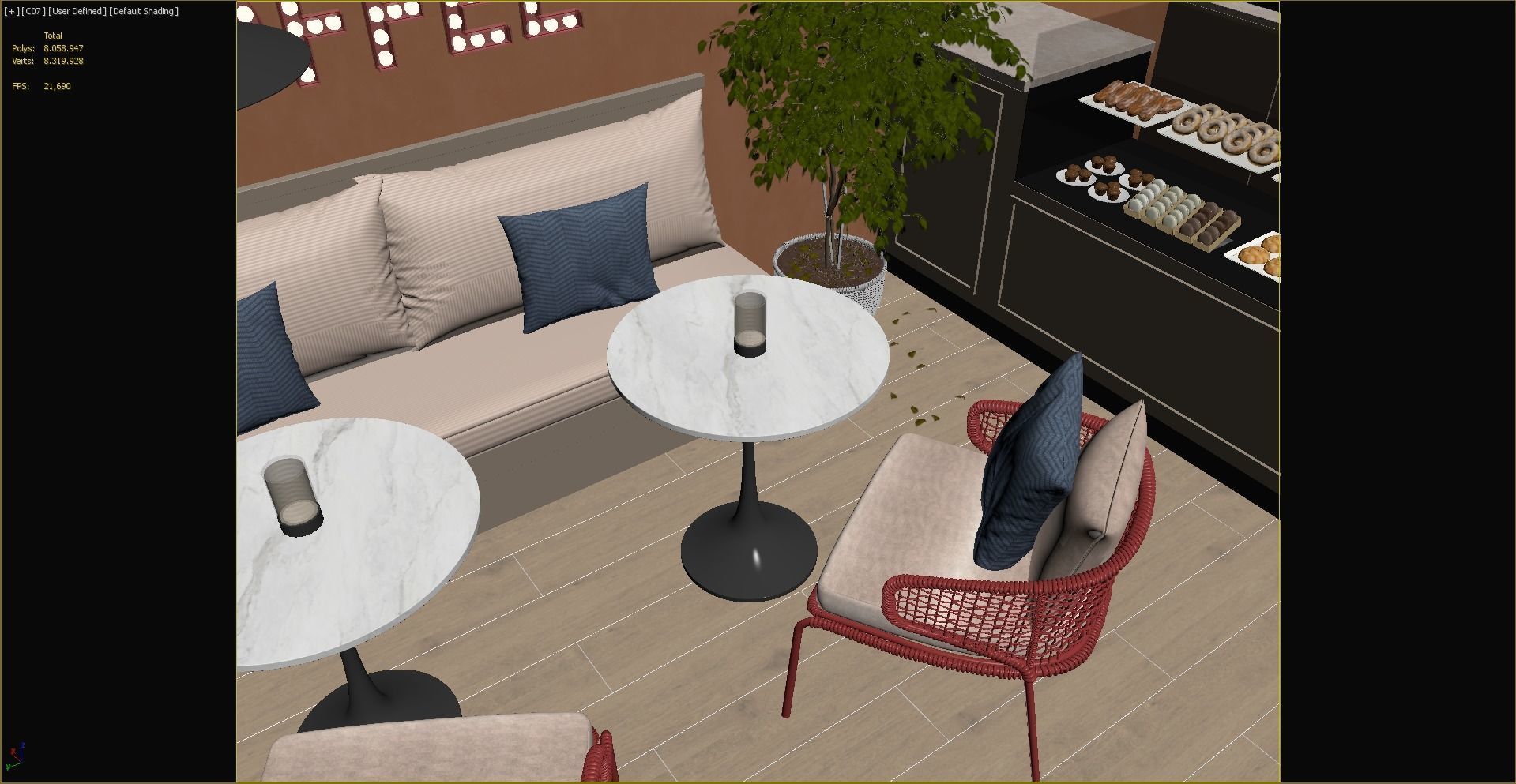 Cafe restaurant interior design 3D model_11