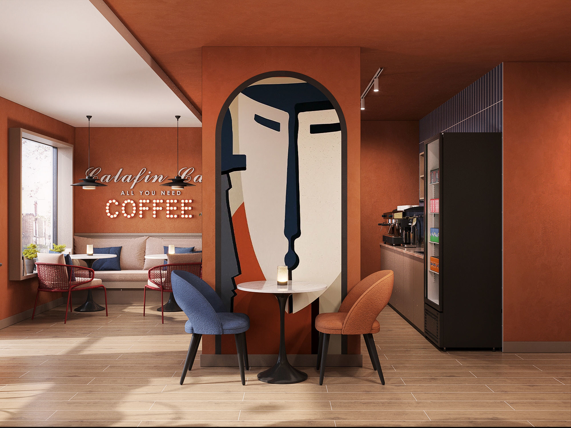 Cafe restaurant interior design 3D model_4