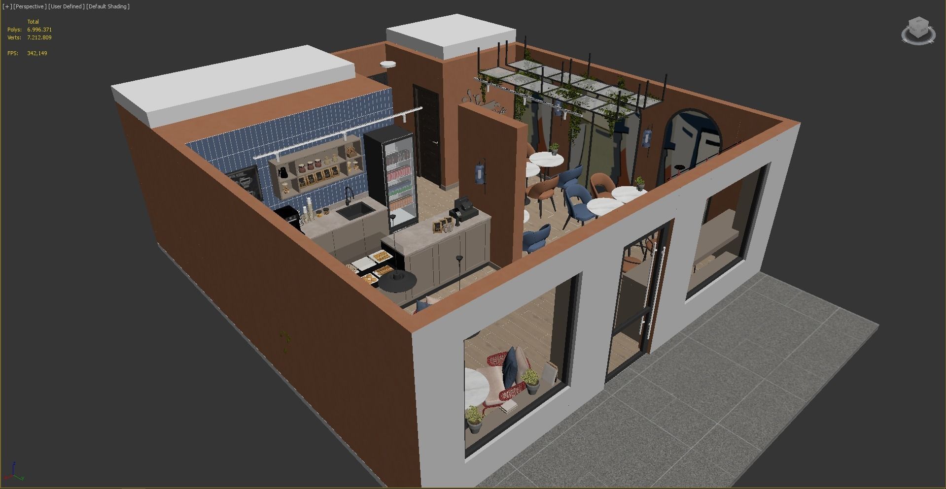 Cafe restaurant interior design 3D model_14