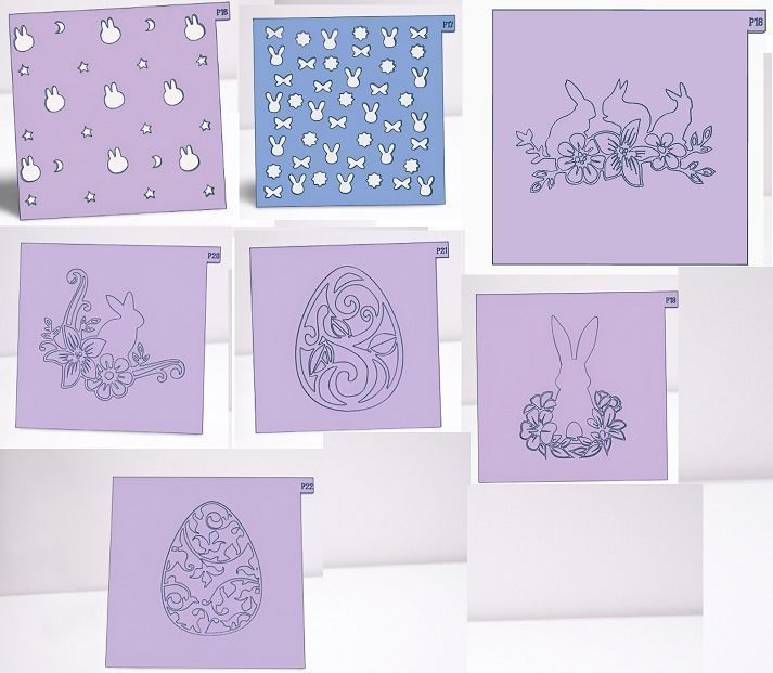 Combo x 28 Texturizadores Pascua COnejo Zanahoria Huevo Cruz  3D print model_25