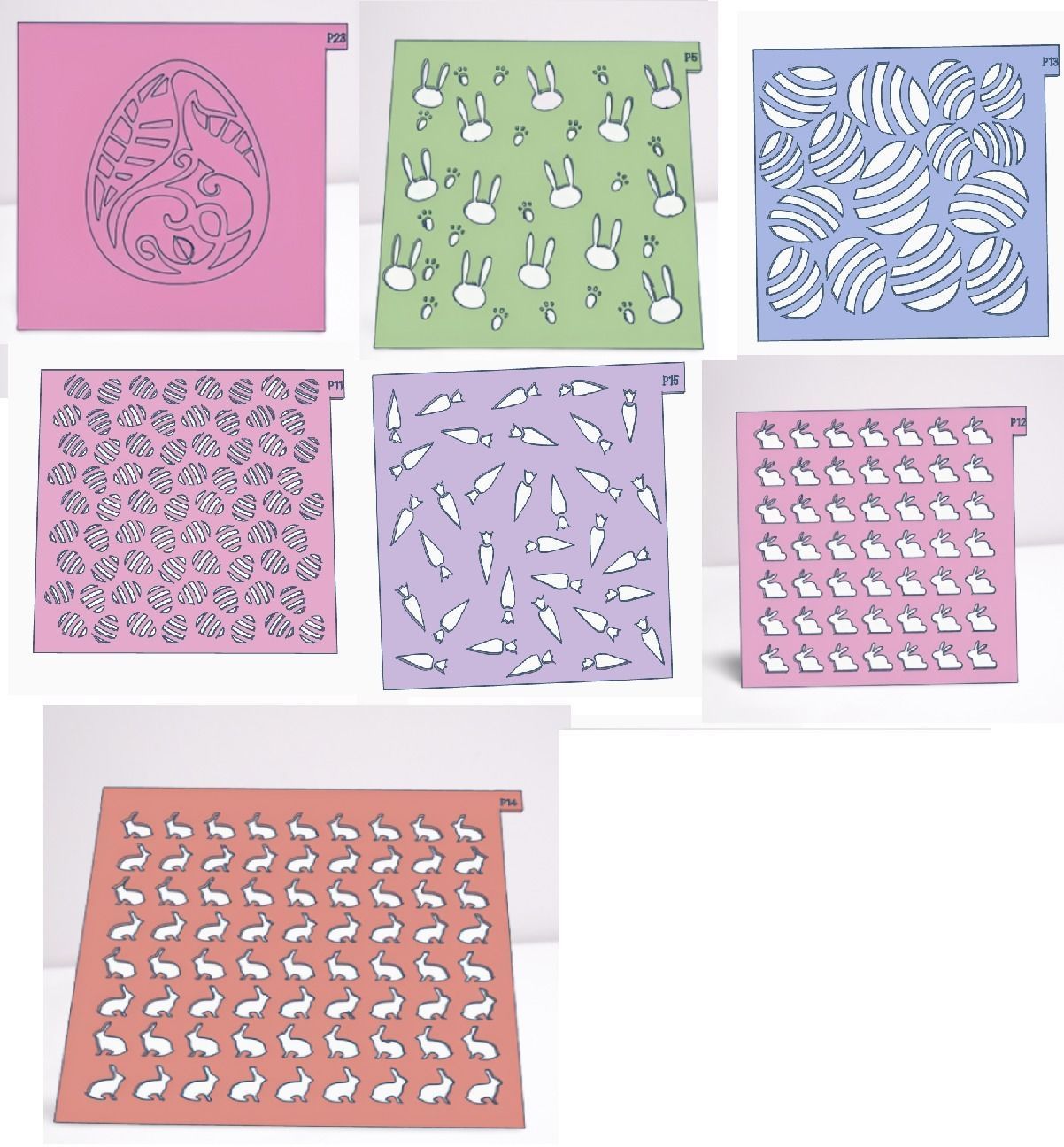 Combo x 28 Texturizadores Pascua COnejo Zanahoria Huevo Cruz  3D print model_14