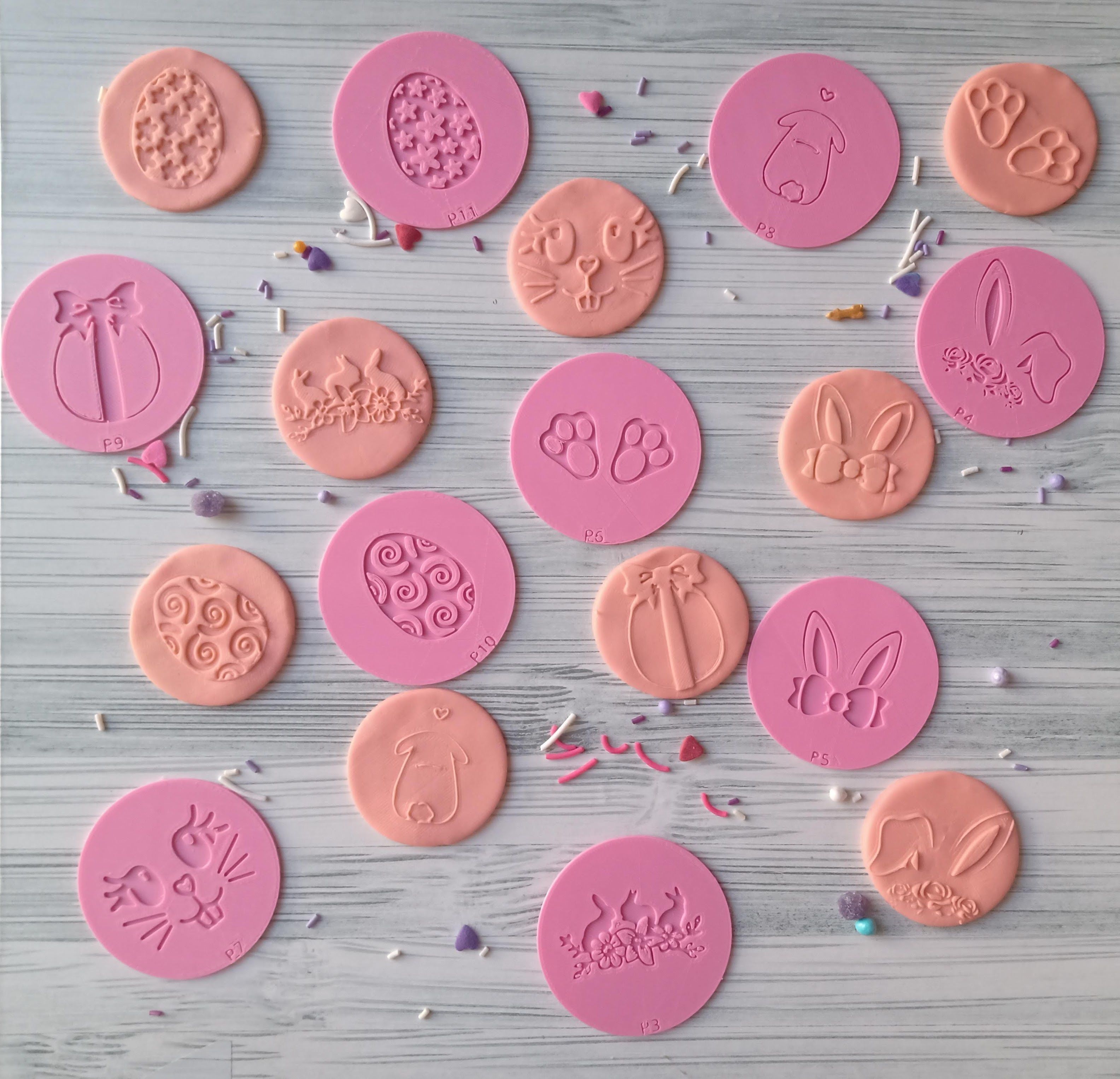 Set x 9 Mini Texturizadores Pascua Conejo Huevo Textura  3D print model_1