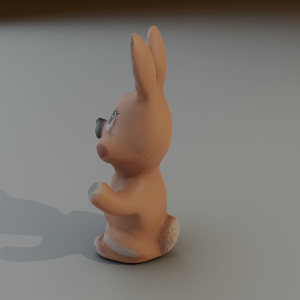 Old rubber toy rabbit from USSR Low-poly 3D model_4