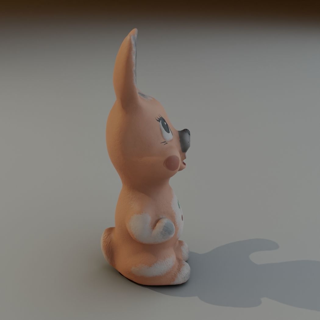 Old rubber toy rabbit from USSR Low-poly 3D model_3