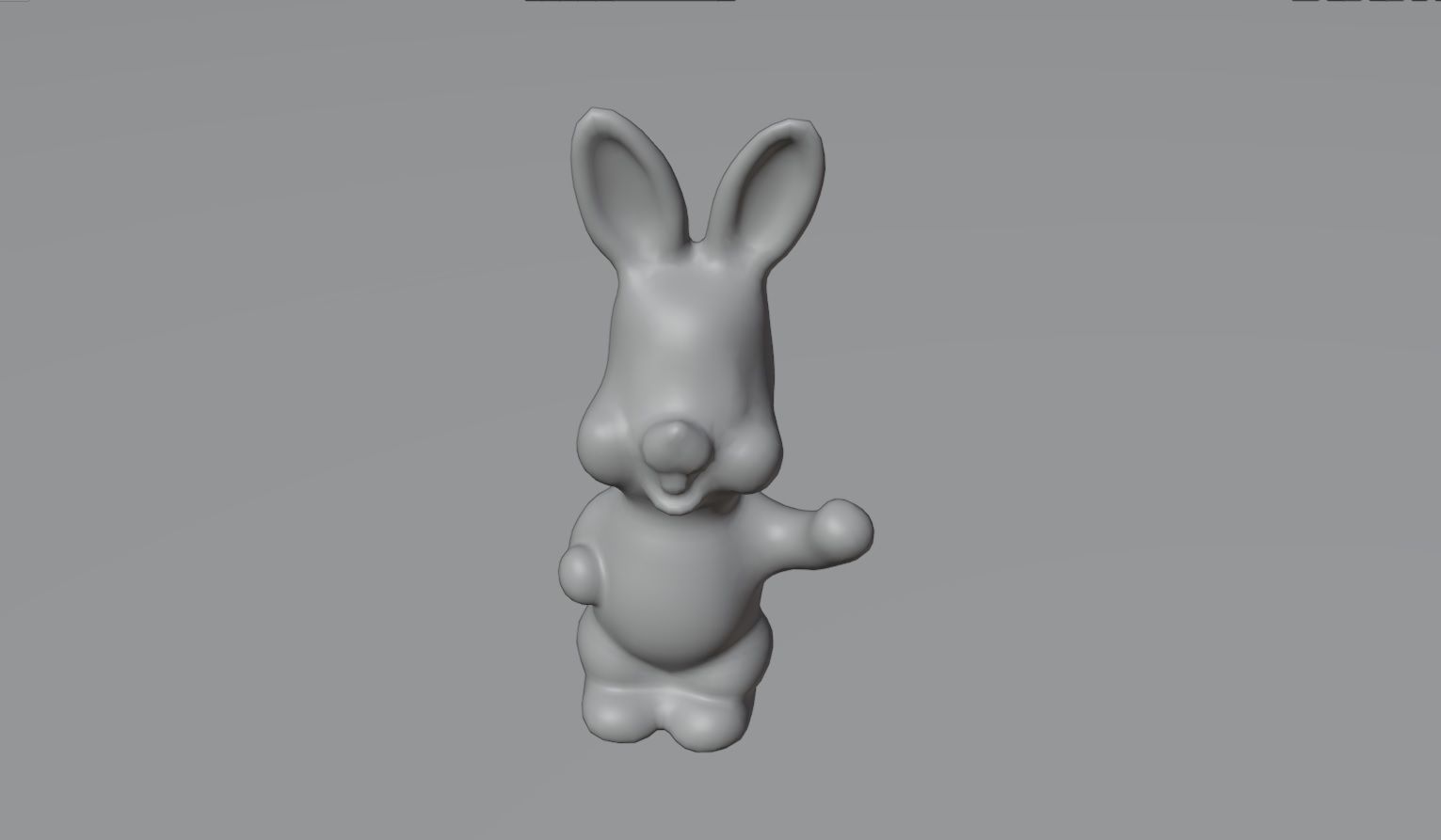 Old rubber toy rabbit from USSR Low-poly 3D model_7