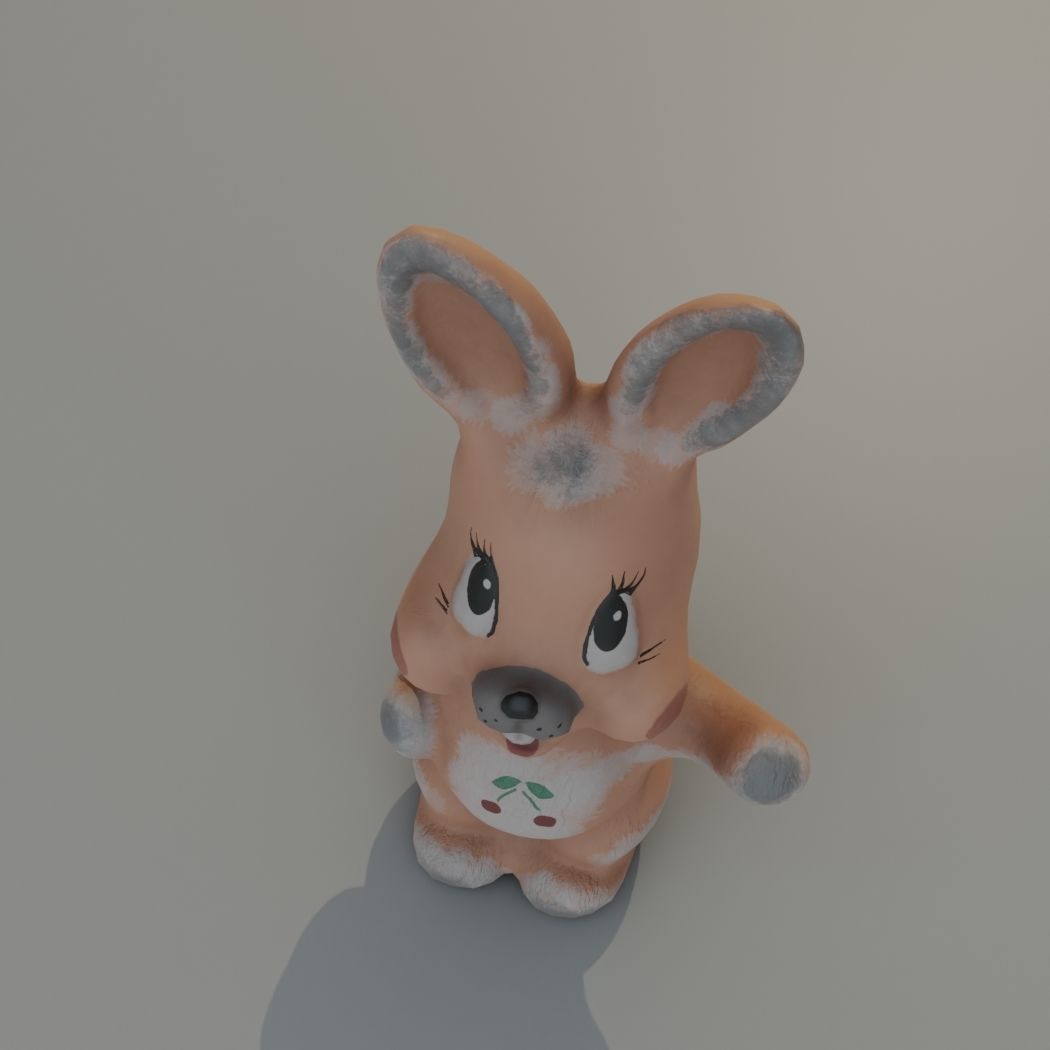 Old rubber toy rabbit from USSR Low-poly 3D model_5