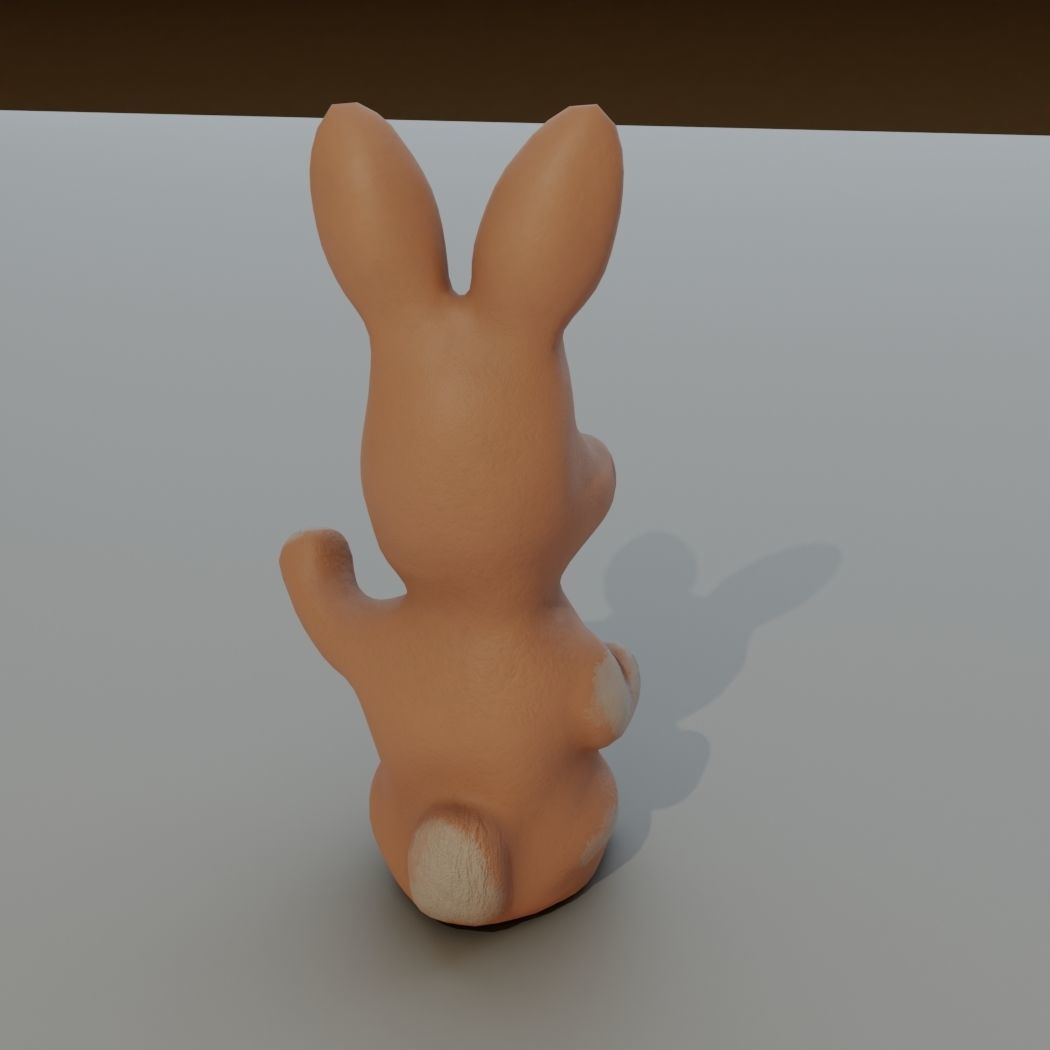 Old rubber toy rabbit from USSR Low-poly 3D model_2