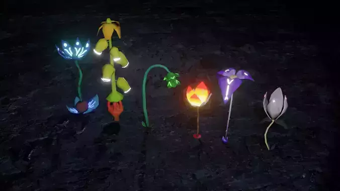 Vibrant Flowers - Hand-Painted Fantasy Flowers