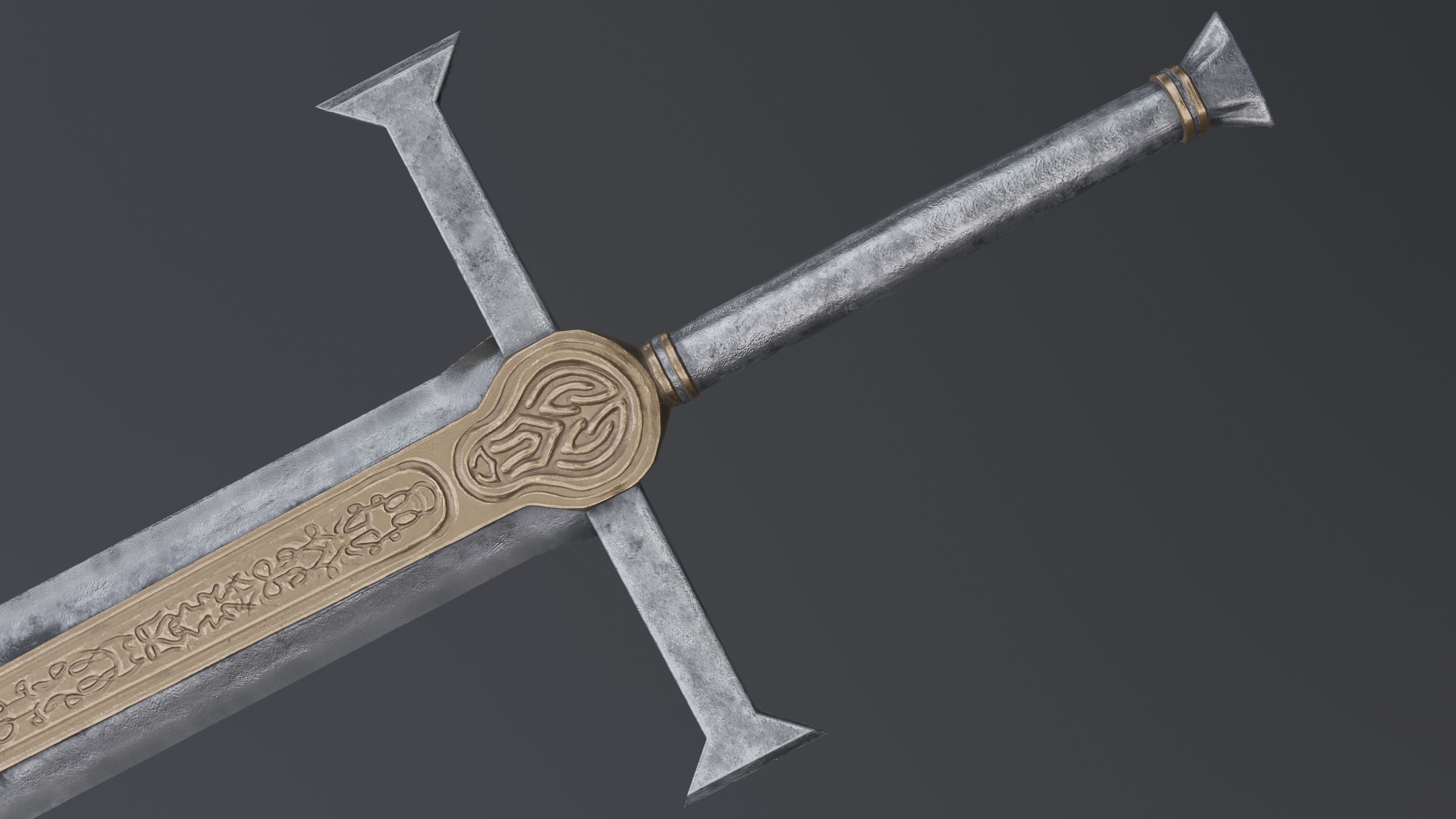 Sword 10 Low-poly 3D model_1