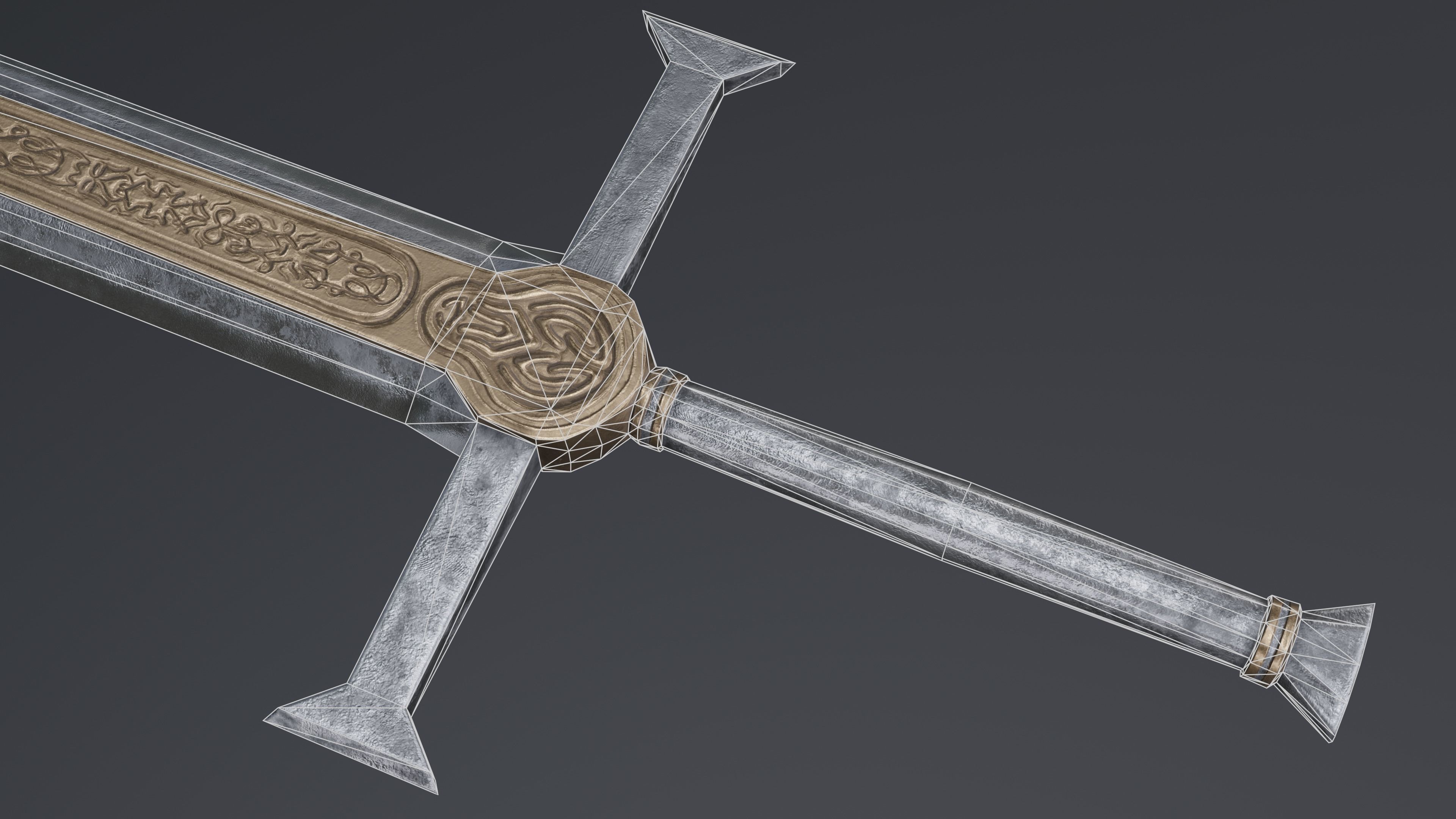 Sword 10 Low-poly 3D model_9