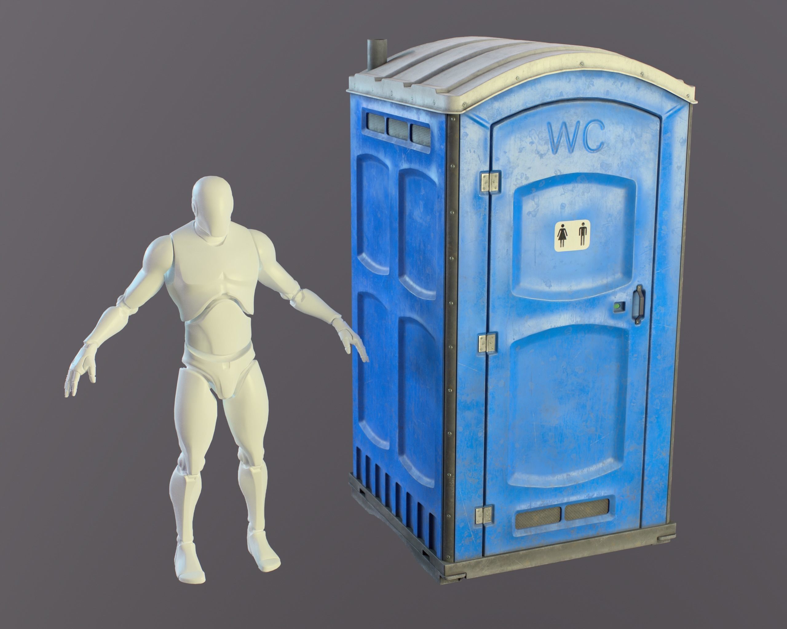 Public Portable Toilet PBR Game Ready Low-poly 3D model_7